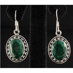 EMERALD BERYL 44.45CTW SILVER HOOK EARRING