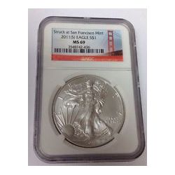 2011 (S) Silver Eagle (NGC MS-69) San Francisco, Early