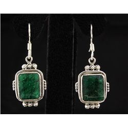 EMERALD BERYL 34.13CTW SILVER HOOK EARRING