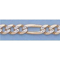 Pure Gold 20" 14k Gold-Yellow 5.9mm Rhod Figaro Chain