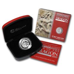 2012 1 oz Silver Year of the Dragon High Relief Proof C