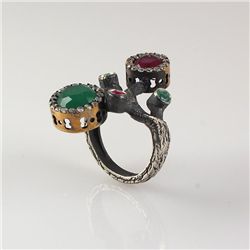 Natural Stone Cocktail Victorian Design Ring