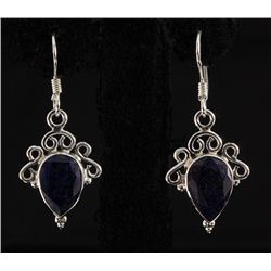 SAPPHIRE CORRUNDUM 20.85CTW SILVER HOOK EARRING