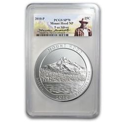 2010-P 5 oz Silver ATB Mount Hood PCGS SP-70 PCGS Roose