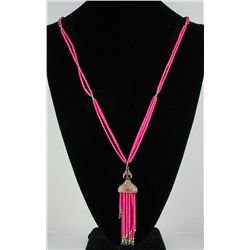 29.52GRAMS SILVER VICTORIAN PINK BEADS NECKLACE