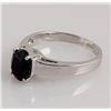 Image 2 : Sterling Silver Prong Set Ring with Dark Sapphire