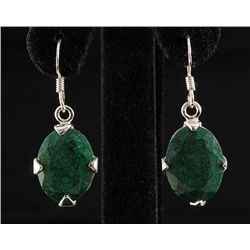 EMERALD BERYL 29.13CTW SILVER HOOK EARRING