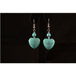 32.37ctw Ladies Heart Turquoise Silver Earring