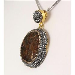 Geode Druzy Natural Stone Pendant Victorian Design