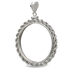 Sterling Silver Screw Top Rope Polished Coin Bezel -36.