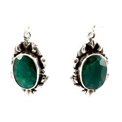 45.5ctw Handmade Emerald Silver Earring