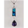 Image 2 : Natural Stone Opal & Amethyst Bar Drop Pendant