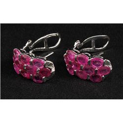 12.00ctw Pink Ruby Sterling Silver Cluster Earring 4.16