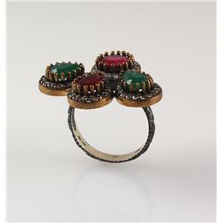 Natural Stone Cocktail Victorian Design Ring