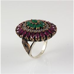 Natural Stone Cocktail Victorian Design Ring