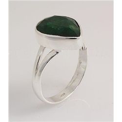 EMERALD BERYL 23.88CTW BEZEL DESIGN SILVER RING
