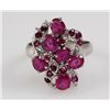 Image 2 : 3.27ctw Ruby Sturdy Cluster Princess Silver Ring 4.24g
