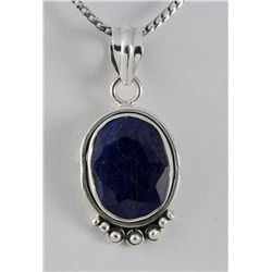 SAPPHIRE CORRUNDUM 32.91CTW SILVER PENDANT