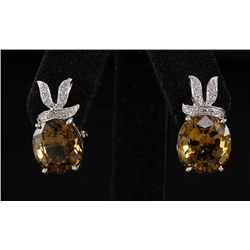 29.86ctw Fashion Sterling Silver Citrine Roval Earring