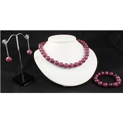 Handknotted Purple Berry Jade Necklace Set Jewelry