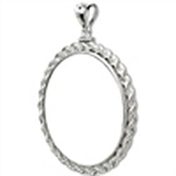 Sterling Silver Screw Top Rope Polished Coin Bezel - 39