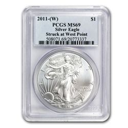 2011 (W) 1 oz Silver American Eagle MS-69 PCGS West Poi