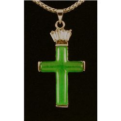 JADE CROSS 3.85GRAMS IN GOLD PLATED PENDANT