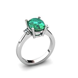 Emerald 2.60 ctw Diamond Ring 14kt White Gold