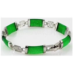 10.27g Apple Green Jade Sterling Silver Bracelet
