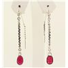 Image 2 : Sterling Silver Drop Dangle 9.10ctw Ruby Earring