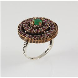Natural Stone Cocktail Victorian Design Ring
