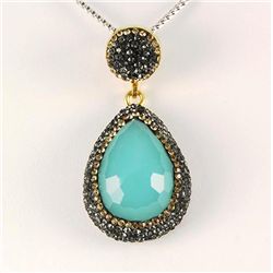 Mint Green Natural Stone Victorian Design Pendant