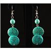 Image 2 : NATURAL 41.94CTW TURQUOISE DANGLING SILVER EARRING