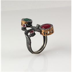 Natural Stone Cocktail Victorian Design Ring