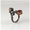 Image 1 : Natural Stone Cocktail Victorian Design Ring