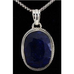 SAPPHIRE CORRUNDUM 58.13CTW SILVER PENDANT