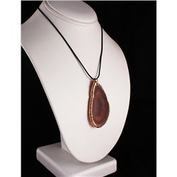 Organic Natural Brown Agate Big Slice Pendant