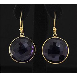 Natural Amethyst 62.54ctw Sterling Brass Earring