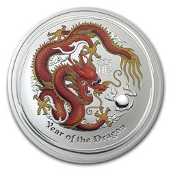 2012 5 oz Silver Australian Year of the Dragon Colorize