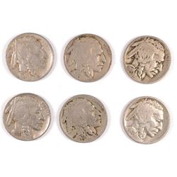 BUFFALO NICKEL LOT: 2 1919-S, 3 20-S, 30-S SCARCE S MINT BUFFALOS ALL XF