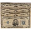 Image 1 : 4 - 1934 $5.00 SILVER CERTIFICATES  FINE