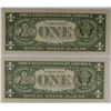 Image 2 : 2 UNCIRCULATED $1.00 SILVER CERTIFICATE STAR NOTES, CONSECUTIVE NUMBERS