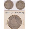 Image 1 : 1876 SEATED HALF PARTIAL DATE DAMAGE REVERSE & 1912 & 1898 LIBERTY NICKELS.