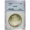 Image 1 : 1879-S MORGAN SILVER DOLLAR, ( REVERSE OF  1878 ) NNC MS-64  WHITE COIN!  RARE