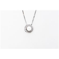 14kt Pearl and Diamond Pendant w/ Chain