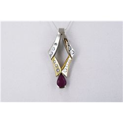 14kt T/T Ruby Diamond Pendant