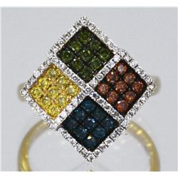 14kt Yellow Gold Fancy Rainbow Diamond Ring