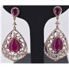 Image 1 : Nat Cabochon Ruby w/ Diamond Earrings