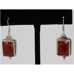 Sterling Silver .925 Vintage Carnelian Earrings