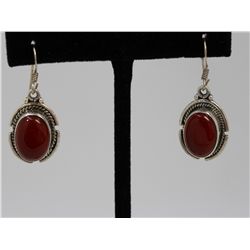 Sterling Silver .925 Vintage Carnelian Earrings